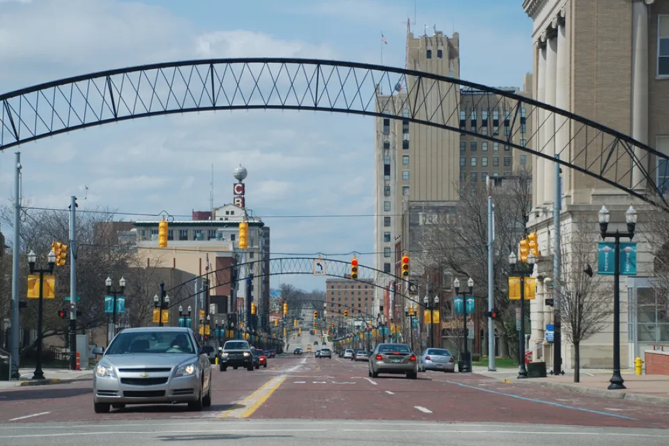 Downtown Flint Michigan along Saginaw Street